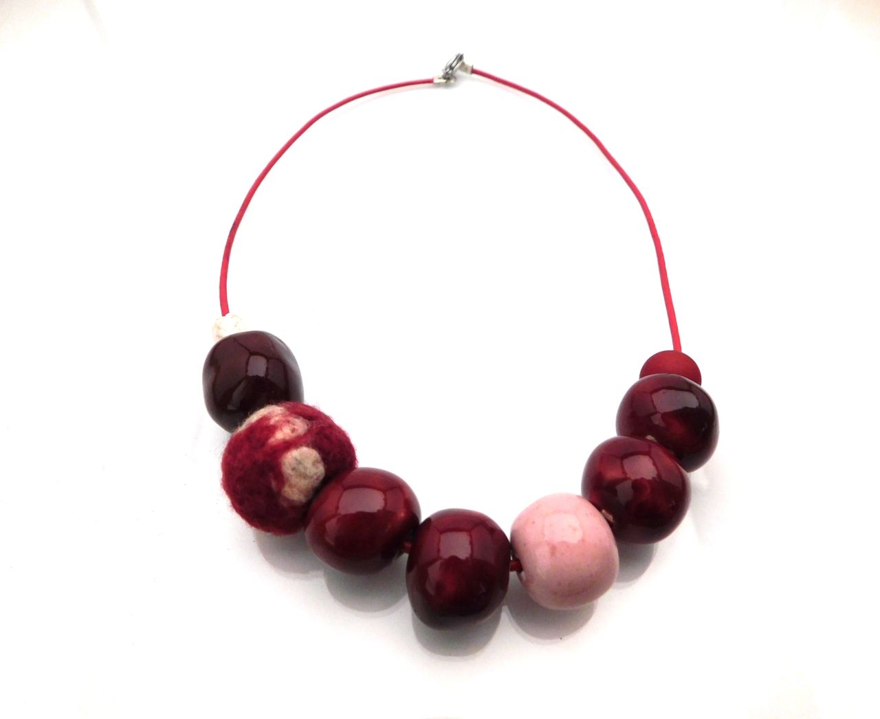 " Bordó gyöngyök " kerámia nyakék