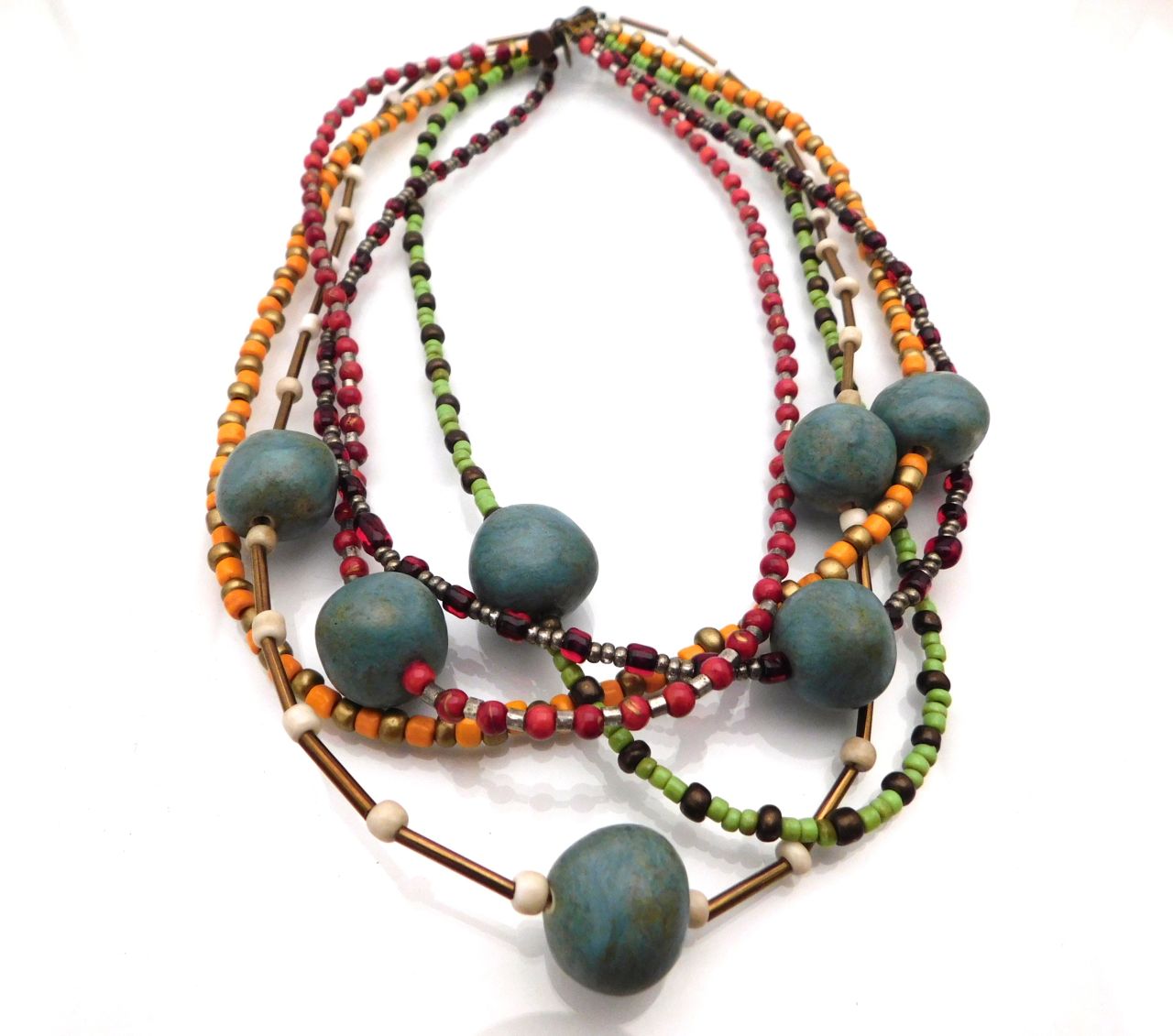 " Pasztell mix " 5 soros kerámia nyaklánc