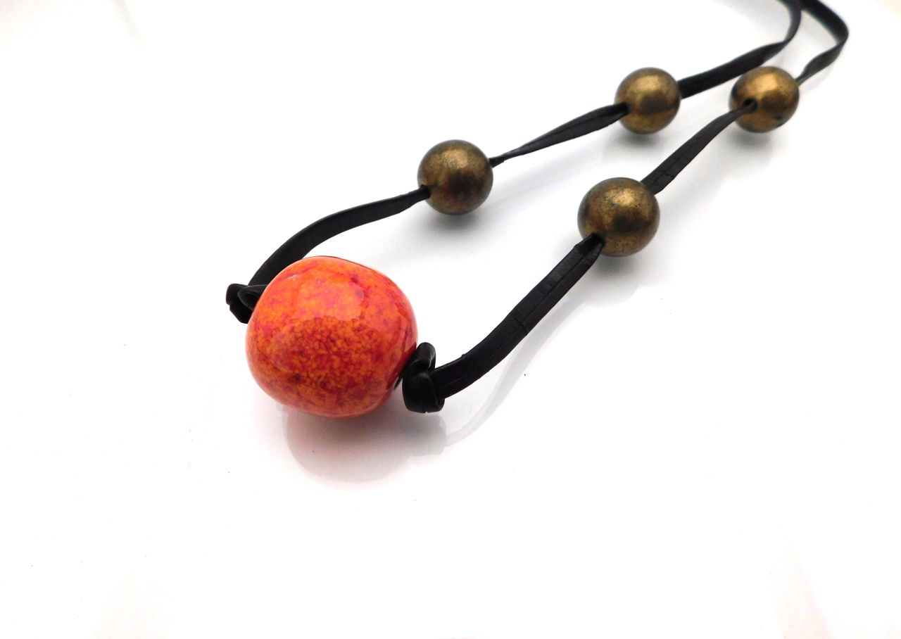 " Narancs gömb " kerámia ékszer